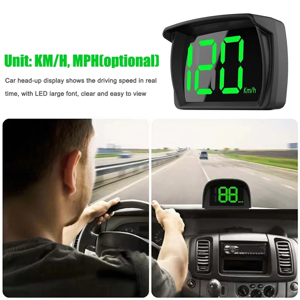 Car HUD GPS Speedometer MPH Digital Head Up Display Large LED Font For Truck SUV Motorcycle Universal Accessories